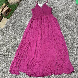 ANRABESS Women's Sleeveless Maxi Fit & Flare Slits Boho Dress Medium Pink NWT